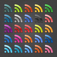 RSS sign glossy icon web button shadow noise effect texture