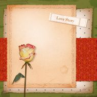 Scrapbook old paper background with dried rose