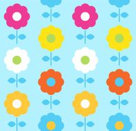 Spring flower seamless pattern vector design ( blue ) N2