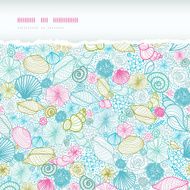 Seashells line art horizontal torn seamless pattern background