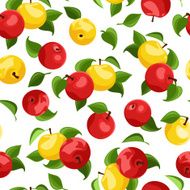 Seamless background with apples and leaves Vector illustration