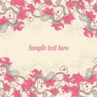 Beige background with pink flowers