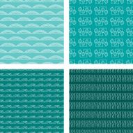 Seamless Doodle Pattern Set Turquoise N2