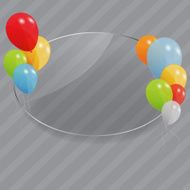 Glass frame with colored balloons Vector illustration N2