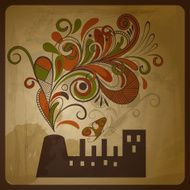 vector eco concept composition with a factory and floral smoke