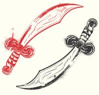Aged tatto style scimitars