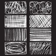 Rough hatching grunge drawing textures set vector illustration