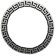 Single Greek key circle silver Isolated on white Illustration N2
