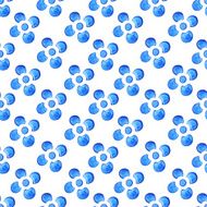 Watercolor floral seamless pattern blue flowers on white background N3