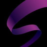 Purple fabric curved ribbon on black background N2