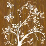 Floral Vines with Butterflies on Wood N2