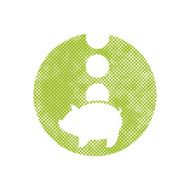 Piggy bank money vector icon with pixel print halftone dots N2