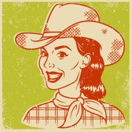 Retro Screen Print Cowgirl