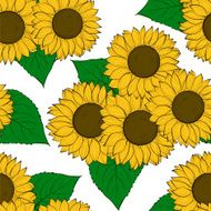 seamless background with sunflowers Hand-drawn contour lines and strokes N2