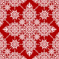 White Lace Seamless Pattern Red Background N2