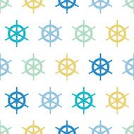 Nautical ship wheels colorful seamless pattern background N2