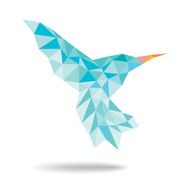 hummingbird flying geometric abstract on white background N2