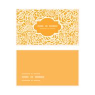 Vector golden lace roses horizontal frame pattern business cards set N2