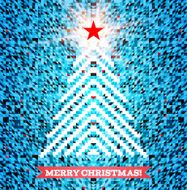 Triangular Christmas tree design on blue background
