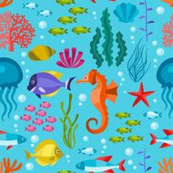 Marine life seamless pattern with sea animals N4
