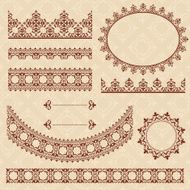 brown arabic ornamental elements - vector set N2