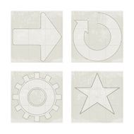 Four icons arrows gear star