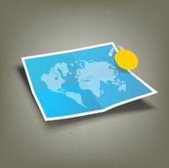 Blue Paper Folded four fold and world map