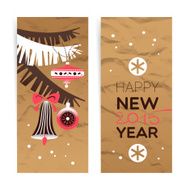 Vintage Christmas banner set Happy New Year cards