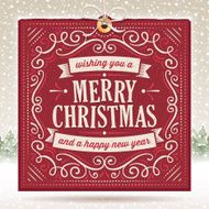 Hanging Christmas Card On Snowy Background