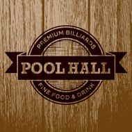 Vintage Pool Hall Label on Aged Wood