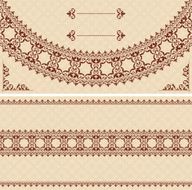 beige card with dark brown ornament - vector