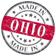 Made In Ohio Red Round Grunge Isolated Stamp N3