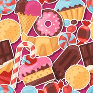 Seamless pattern colorful sticker candy sweets and cakes N5