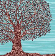 Old twisted grafic tree