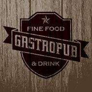 Vintage Gastropub Label on Aged Wood N2