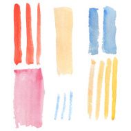 Watercolor paint strokes on white background
