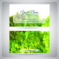 Business card template with swirling green ink