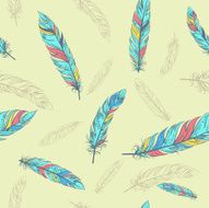 Seamless ethnic pattern with feathers N22