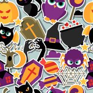 Happy halloween seamless pattern with flat sticker icons