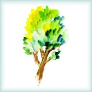 watercolor green tree N2