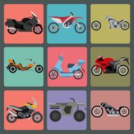 Set of nine icons motorbikes
