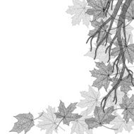 Autumn branch monochrome template N2