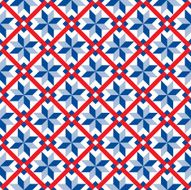Seamless Red and Blue Retro Vintage Star Tile Pattern