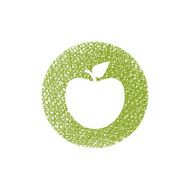 Green apple icon with hand drawn lines texture