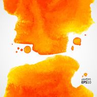 Orange watercolor vector background with splashes