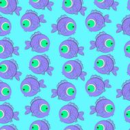 Vector Seamless blue aqua ocean fish illustration background pattern N2