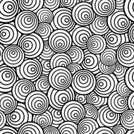 Black and white circles seamless pattern vector background