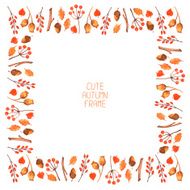 Vector watercolor autumn frame Illustration Beautiful background N4