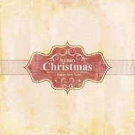 Christmas and New Year Label with grunge background N2