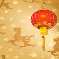 Chinese Lantern on Horse Background